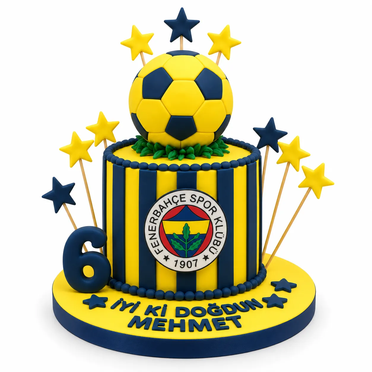 Fenerbahçe Temalı Şeker Hamurlu Butik Pasta