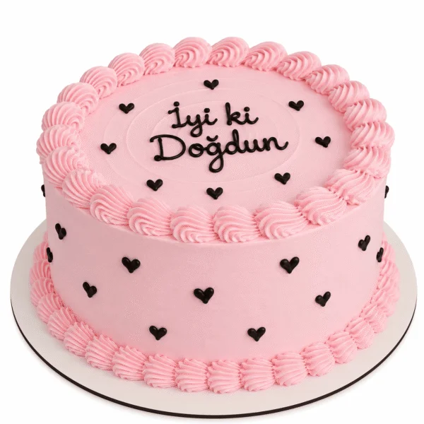 Pembe Siyah Kalp Desenli Pasta